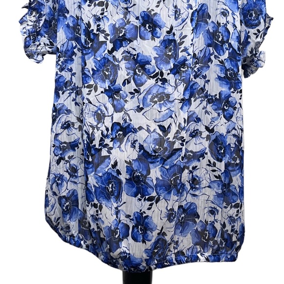 Torrid Bloomcore Floral Sheer Sz 2 Short-Sleeve Chiffon Blouse - Picture 5 of 9